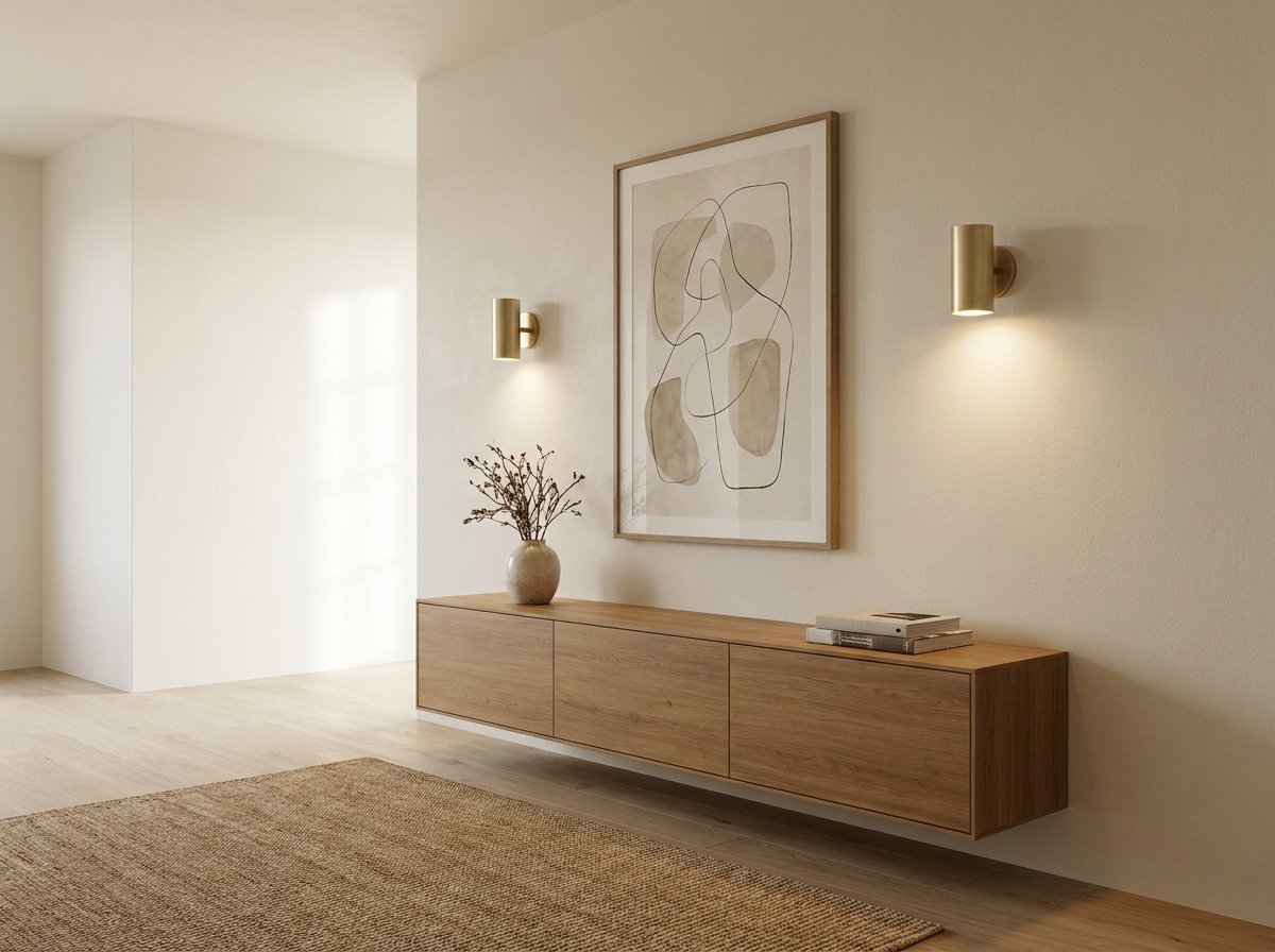 Nordic interior wall with elegant minimalist sconces