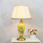 Traditional Chinese Cylindrical Floral And Bird Pattern Metal Ceramic Fabric 1-Light Table Lamp For Bedroom