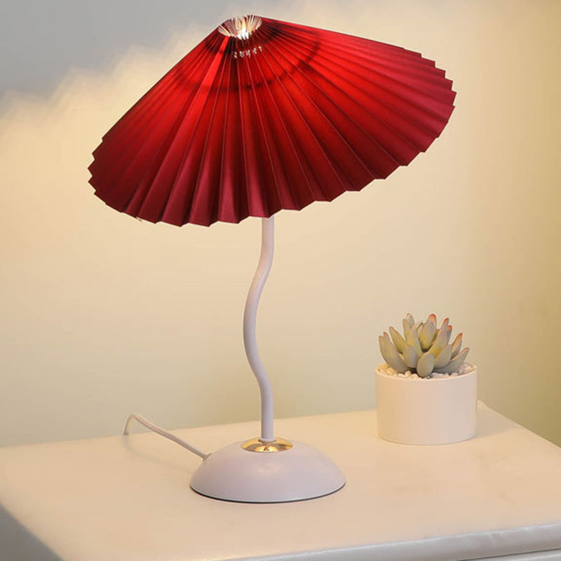 Vintage Danish Pleated Umbrella Bend Base 1-Light Table Lamp