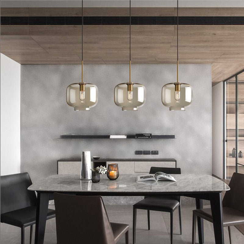 Nordic Cognac Glass Jar Pendant