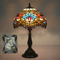 Traditional Tiffany Resin Zinc Alloy Glass Dome Bead 1-Light Table Lamp For Bedside