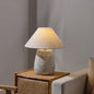 Modern Vintage Ceramic Jar Linen Fabric Handmade 1-Light Table Lamp For Living Room