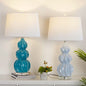 Contemporary Creative Striped Gourd Ceramic Fabric 1-Light Table Lamp for Bedroom