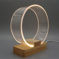 Nordic Minimalist High Translucent Acrylic Circle Ring Beech Wood Base LED Table Lamp