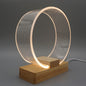 Nordic Minimalist High Translucent Acrylic Circle Ring Beech Wood Base LED Table Lamp