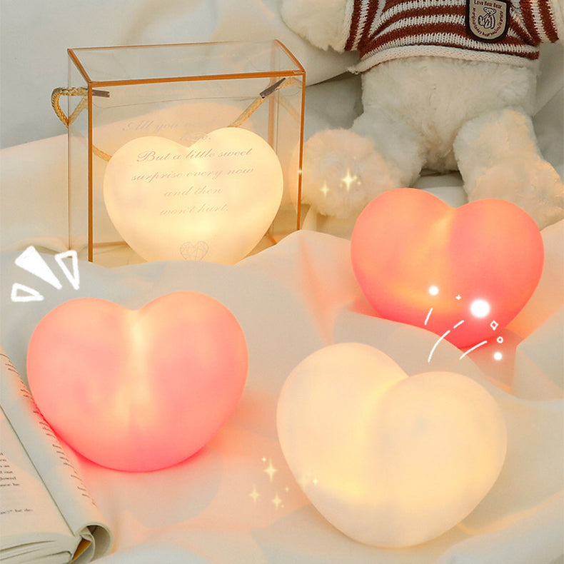 Contemporary Creative Rubber Coating Heart LED Night Light Table Lamp For Bedroom