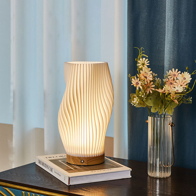 Nordic Creative Geometry 3D Printed Wood Base 1-Light Table Lamp