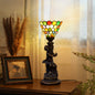 Traditional European Resin Glass Floral Round Boy 1-Light Table Lamp For Study