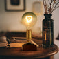 Contemporary Retro Square Base Elliptical Bulb Aluminium Copper Walnut 1-Light Table Lamp For Bedside