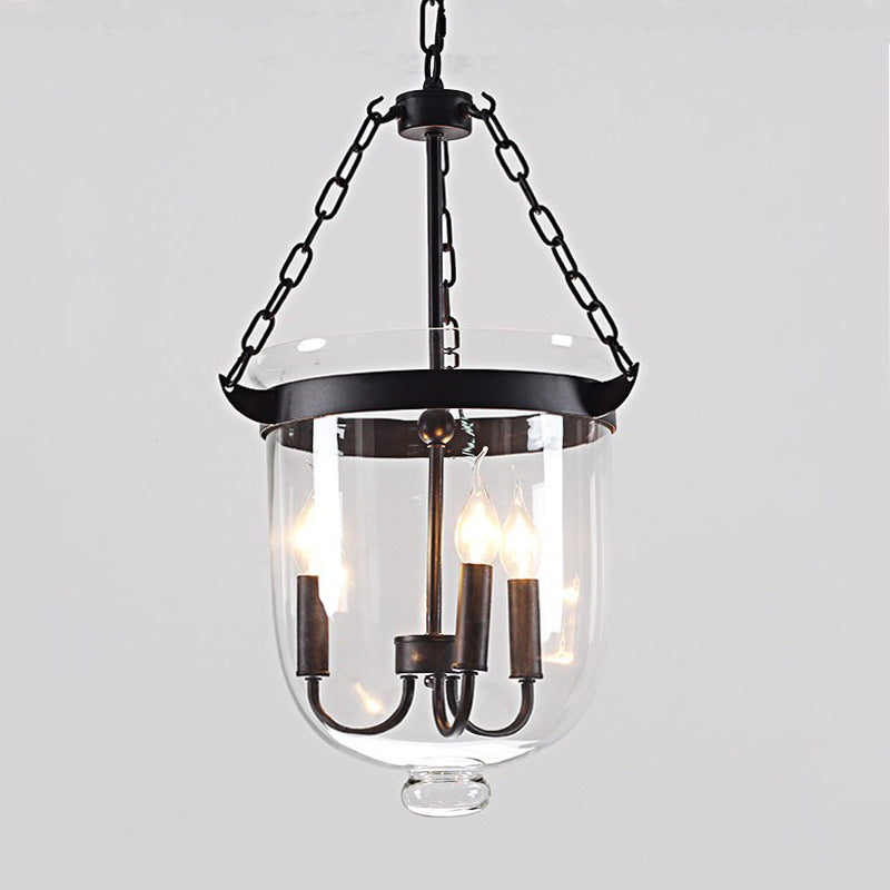Rustic Glass & Iron 3-Light Chandelier