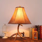 European Creative Antler Resin Faux Deer Pattern Fabric Shade 1-Light Table Lamp