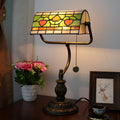 Traditional Tiffany Heart Design Stained Glass Resin Iron 1-Light Table Lamp For Bedroom