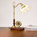 Traditional Retro Floral Solid Wood Copper Glass 1-Light Table Lamp For Bedroom