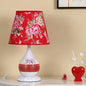 Chinese Minimalist Ceramic Floral Fabric Cone 1-Light Table Lamp