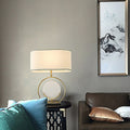 Modern Chinese Brass Jade Circle Shape 1-Light Table Lamp