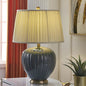 Chinese Vintage Pleated Canvas Shade Ceramic Vase Base 1-Light Table Lamp