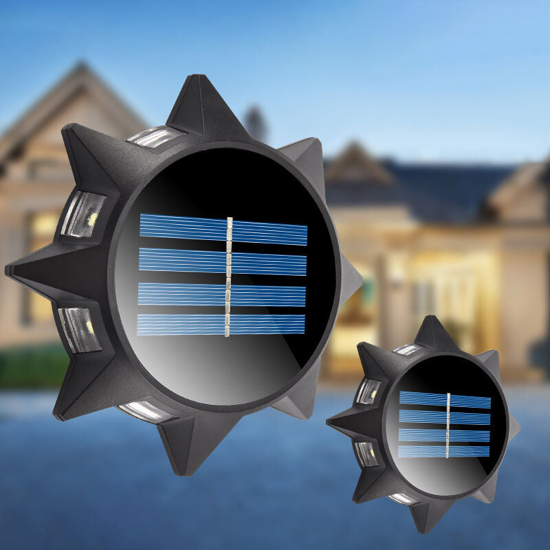 Modern Minimalist Outdoor Solar Octagonal Round ABS LED Wall Sconce Lamp for Garden