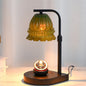 Modern Art Deco Flower Type Wooden Glass 1-Light Melting Wax Table Lamp For Bedroom