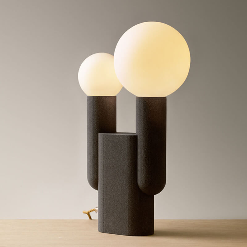 Modern Light Luxury Double-Headed Ball Resin Base 1-Light Table Lamp