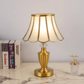 Chinese Vintage Brass Water Pattern Glass Dome 1-Light Table Lamp