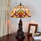 Vintage Tiffany Lotus Stained Glass Dome 1-Light Table Lamp