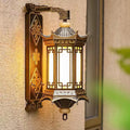Traditional European Aluminum Octagonal Pavilion Imitation Marble Shade 1-Light Wall Sconce Lamp For Outdoor Patio