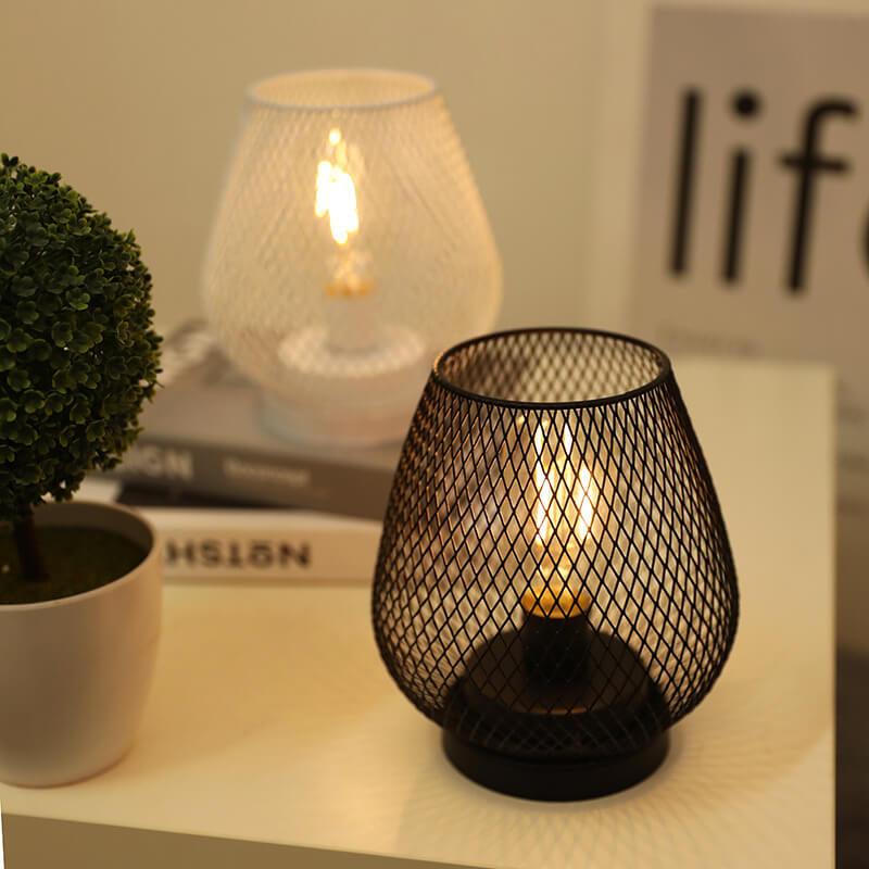 Modern Minimalist Battery Grid Iron Glass 1-Light Table Lamp