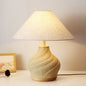 Traditional Japanese Cone Fabric Shade Concrete Vase Base 1-Light Table Lamp For Study