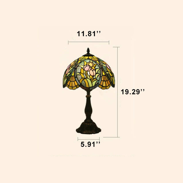 Tiffany Rustic Stained Glass 1-Light Table Lamp