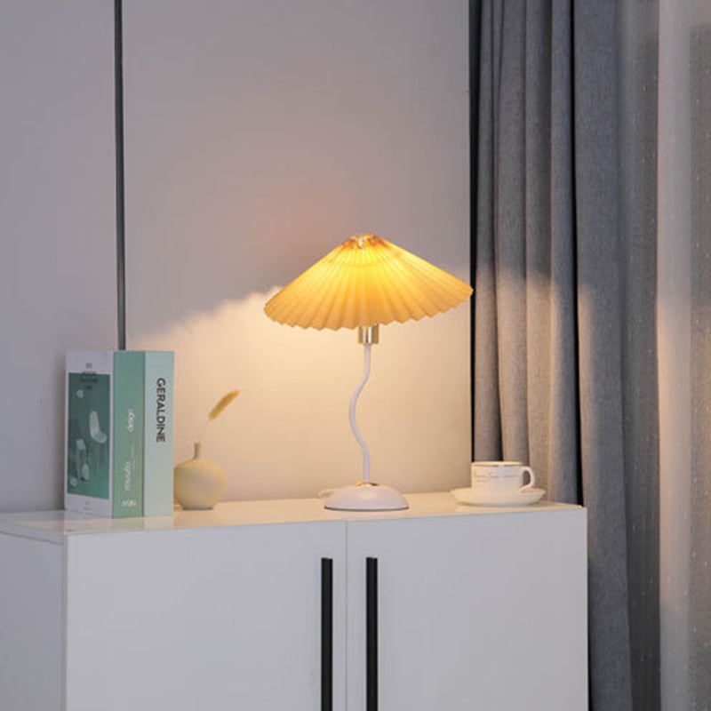 Vintage Danish Pleated Umbrella Bend Base 1-Light Table Lamp