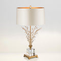 Modern Luxury Tree Branch Round Quadrangle Crystal Fabric 1-Light Table Lamp For Bedroom