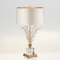 Modern Luxury Tree Branch Round Quadrangle Crystal Fabric 1-Light Table Lamp For Bedroom