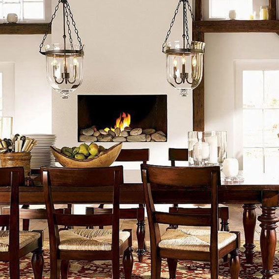 Rustic Glass & Iron 3-Light Chandelier