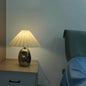 Chinese Modern Pleated Umbrella Wave Glazed Fabric PVC 1-Light Table Lamp