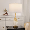 Modern Luxury Flowing Gold Glazed Glass Fabric 1-Light Table Lamp