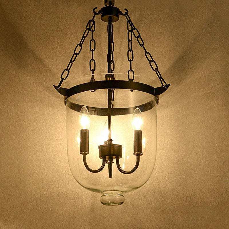 Rustic Glass & Iron 3-Light Chandelier