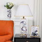 Modern Chinese Ink Ceramic Column Pleated Fabric 1-Light Table Lamp