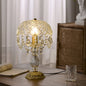French Luxury Clear Crystal Round Tassel Copper 1-Light Table Lamp