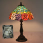 Vintage Tiffany Roses Stained Glass Cone 1-Light Table Lamp