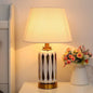 Modern Luxury Trapezoidal Vase Base Ceramic Fabric 1-Light Table Lamp For Bedroom