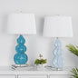 Contemporary Creative Striped Gourd Ceramic Fabric 1-Light Table Lamp for Bedroom