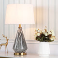 Nordic Minimalist Tapered Ceramics Marble Fabric 1-Light Table Lamp