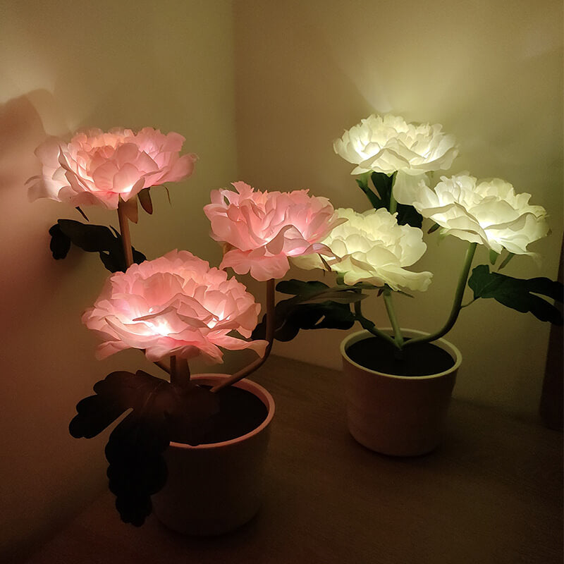 Outdoor Solar Simulation Peony Flower Bonsai Decoration LED Table Lamp