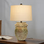Traditional Vintage Round Vase Jar Base Ceramic Fabric 1-Light Table Lamp For Living Room