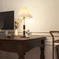 Traditional Vintage Pleated Cone Ironwood Fabric 1-Light Table Lamp For Bedroom