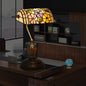 European Tiffany Flower Glass 1-Light Banker Table Lamp