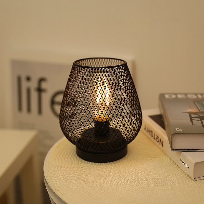 Modern Minimalist Battery Grid Iron Glass 1-Light Table Lamp
