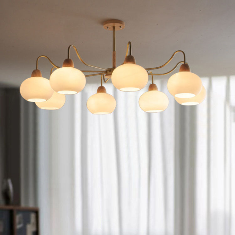 Nordic Glass & Wood Chandelier