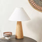 Traditional Japanese Cone Fabric Wood 1-Light Table Lamp For Bedroom