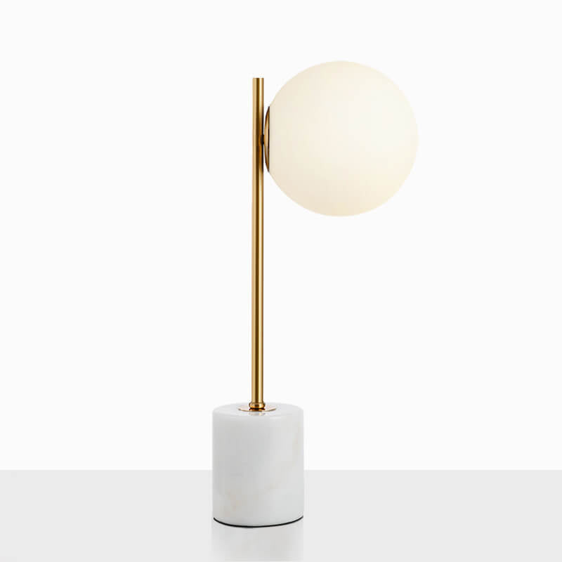 Nordic Minimalist Frosted Glass Ball Marble Base 1-Light Table Lamp